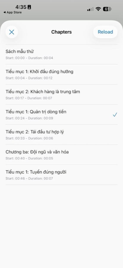 Mục lục chương của file M4B